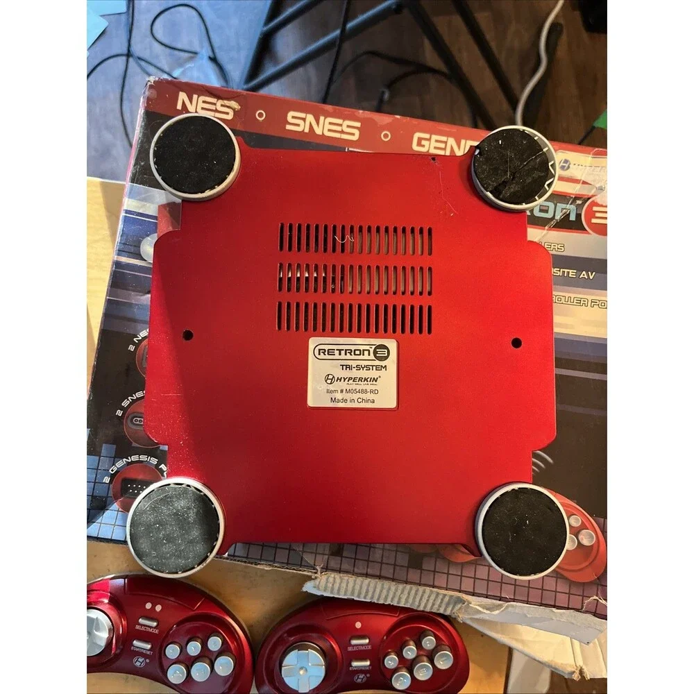 Retron 3 HD Console Bundle Tested Red w/ Cords Wireless Av Adaptor SNES NES Sega